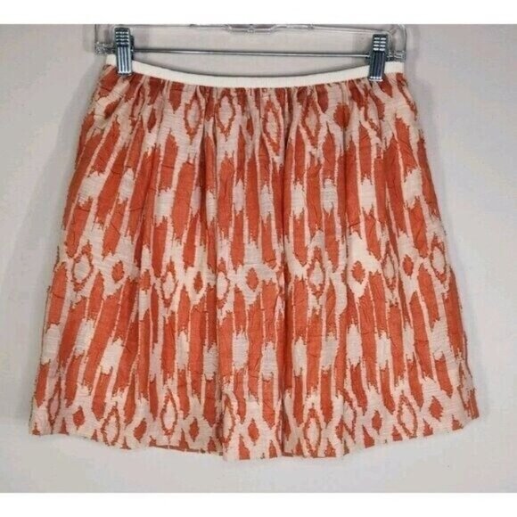 J Crew Skirt 2 Cream Orange A Line Lined Short Lightweight Zip Closure Womens - Picture 1 of 7